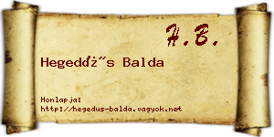 Hegedűs Balda névjegykártya